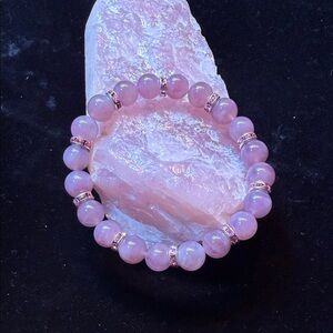 Elegant Pink Rose Quartz Beaded Bracelet  7in